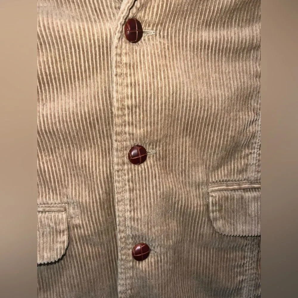 OshKosh B’gosh Boys Size 7 Tan Corduroy Blazer Plaid Lined Jacket
